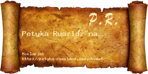 Petyka Ruszlána névjegykártya